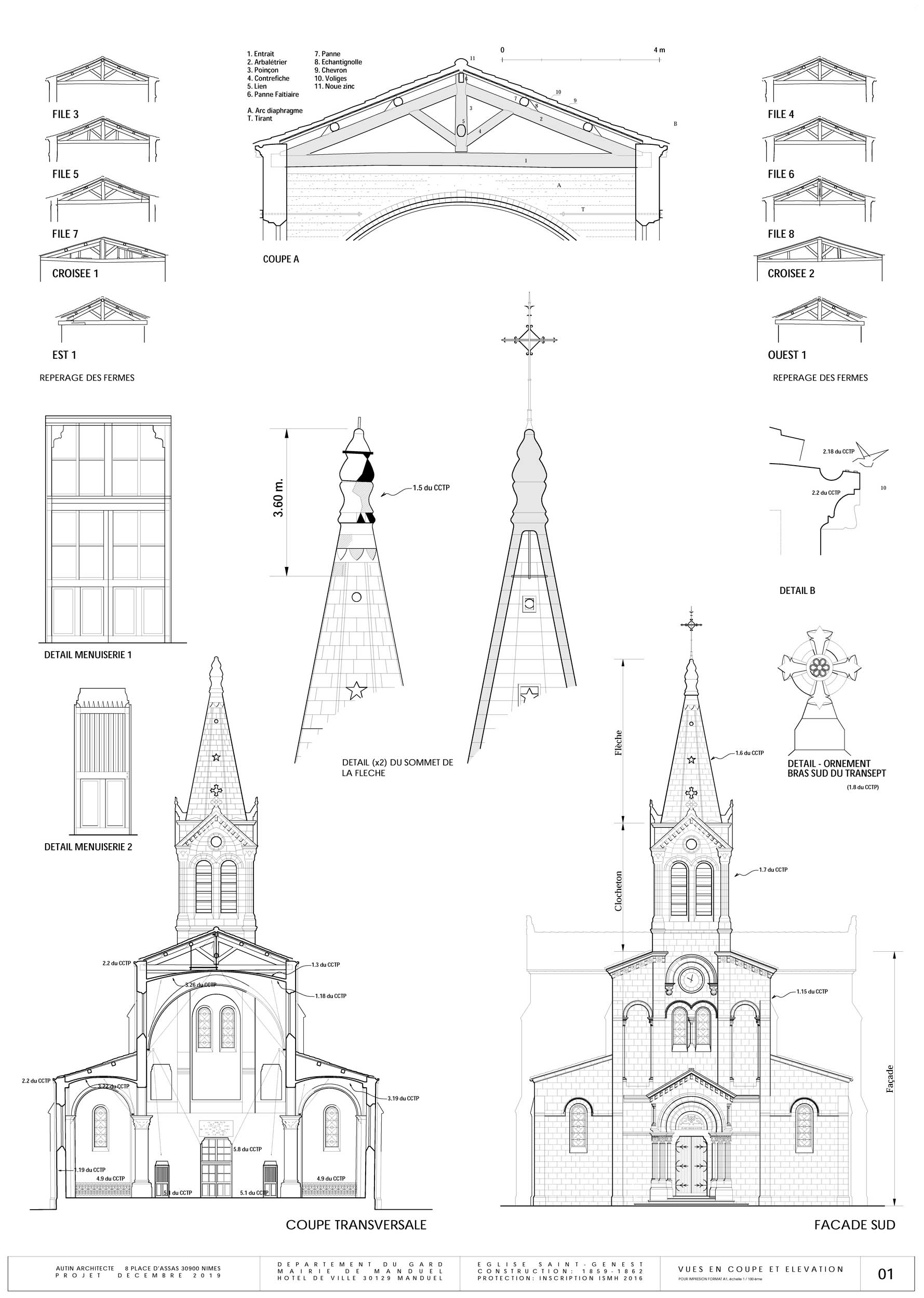Detailed blueprints of a church